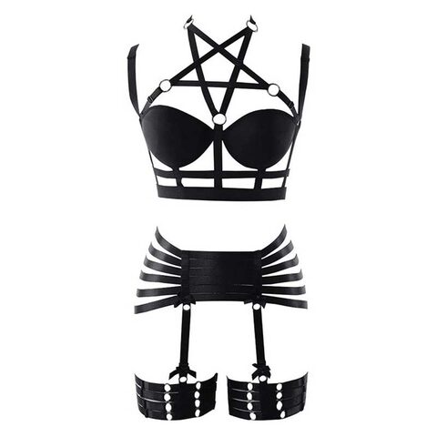 'Jenna' Black Gothic Multi Layered Harness