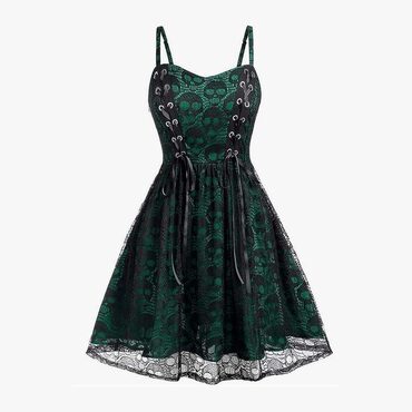 Goth Skulls Lace Mesh Dress