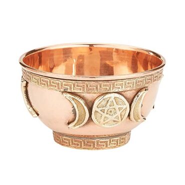 Triple Moon Copper Offering Bowl