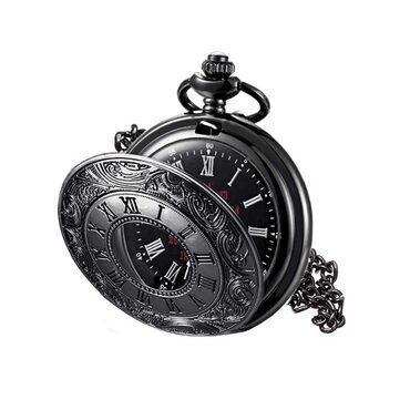 Black Steampunk Roman Numeral Pocket Watch