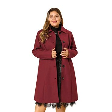 Plus Size Single Breasted Belted Long Coat