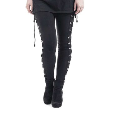 Sexy Black Satin Side-Lacing Leggings