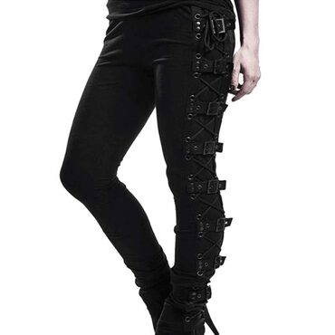 Gothic Lace Up Buckle Leggings - Available in Plus Size