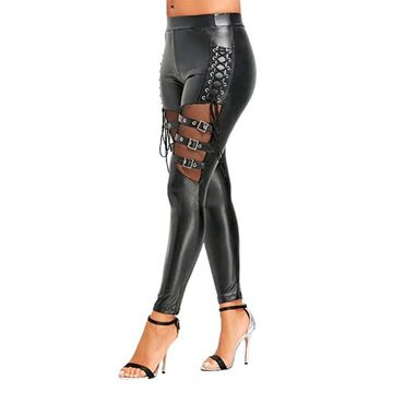 Gothic Punk Fishnet Lace-Up Pants
