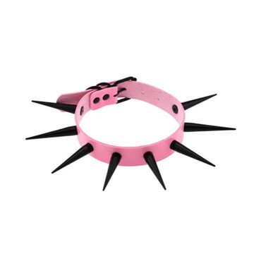 Punk Rock Black-Spiked Pink Collar