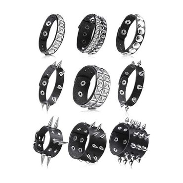 Punk Studded Spike Bracelet Set
