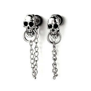 Skull Chain Stud Earrings