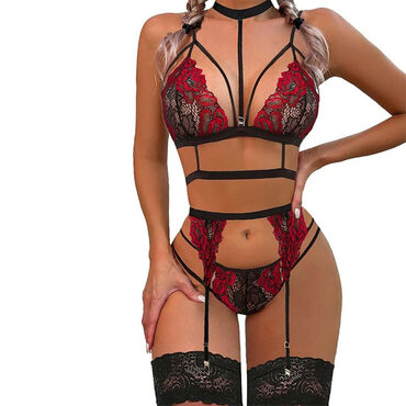 Lace Garter Lingerie Set