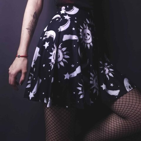 Astrological Sun and Moon Skater Skirt - The Black Ravens