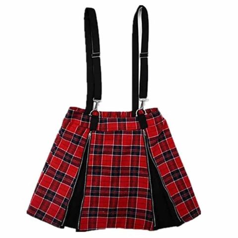 A-Line Plaid Ladies' Punk Suspender Skirt - The Black Ravens