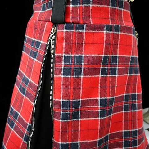 A-Line Plaid Ladies' Punk Suspender Skirt - The Black Ravens