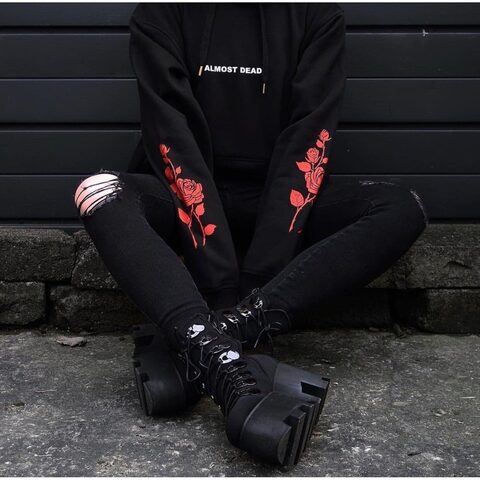 Almost Dead Gothic Unisex Hoodie - The Black Ravens