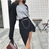 Asymmetrical Gothic Ladies Chain Skirt - The Black Ravens