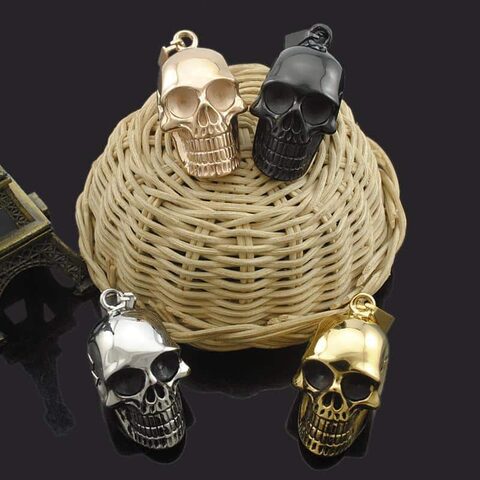 Awesome Smiling Skeleton Head Pendant For Guys - The Black Ravens