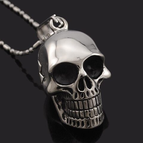 Awesome Smiling Skeleton Head Pendant For Guys - The Black Ravens