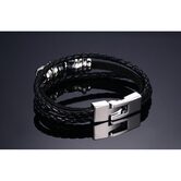 Badass Men's Silver and Black Cow Hide Bracelet - The Black Ravens