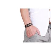 Badass Men's Silver and Black Cow Hide Bracelet - The Black Ravens