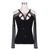 Beautiful and Sexy Leather Strap Goth Top - The Black Ravens