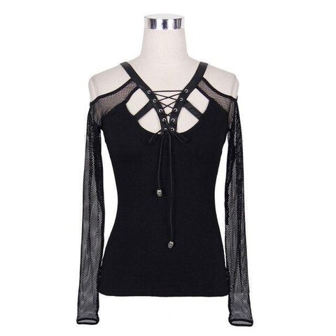 Beautiful and Sexy Leather Strap Goth Top - The Black Ravens