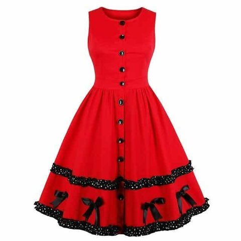 Beautiful Block Lace Sweet Red Dress - The Black Ravens