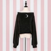 Beautiful Crescent Moon Off-Shoulder Pullover - The Black Ravens