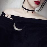 Beautiful Crescent Moon Off-Shoulder Pullover - The Black Ravens