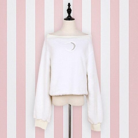 Beautiful Crescent Moon Off-Shoulder Pullover - The Black Ravens