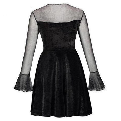 Beautiful Gothic Mesh Sleeves Party Dress - The Black Ravens