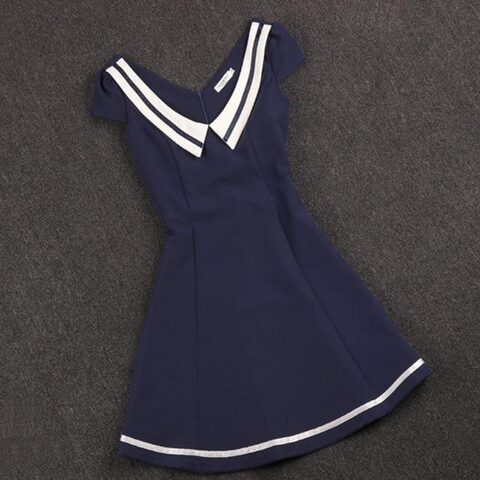 Beautiful Preppy Navy Mini Dress - The Black Ravens