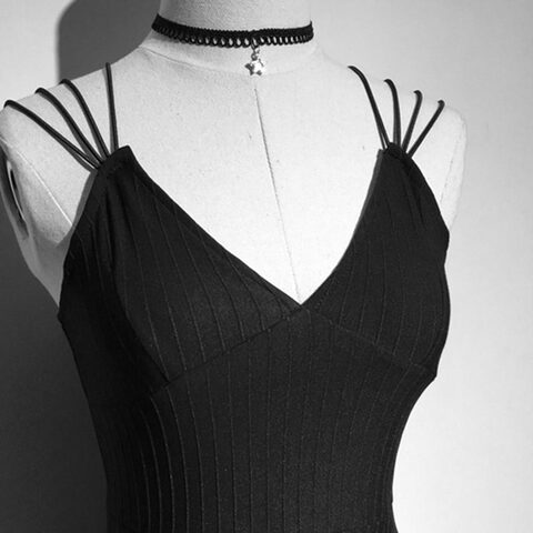 Beautiful Sexy Strap Gothic Dress - The Black Ravens