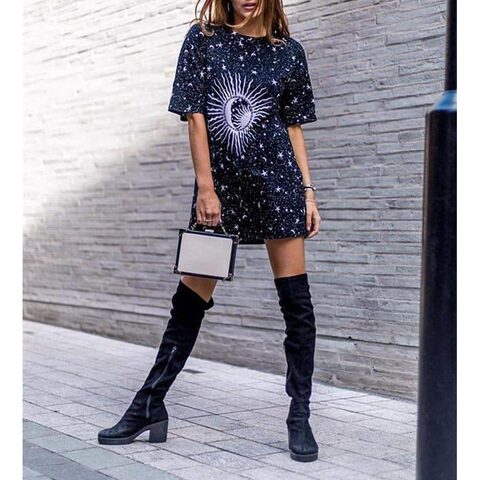 Beautiful Sun and Stars Print Gothic Shirt - The Black Ravens