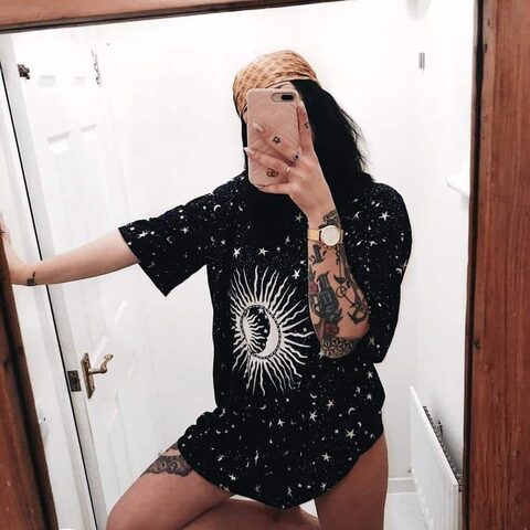Beautiful Sun and Stars Print Gothic Shirt - The Black Ravens
