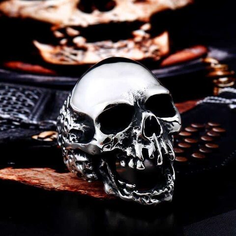 Big Biker Skull Stainless Steel Rings - The Black Ravens