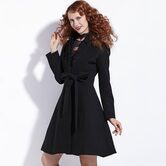 Black Bow Trench Winter Coat For Women - The Black Ravens