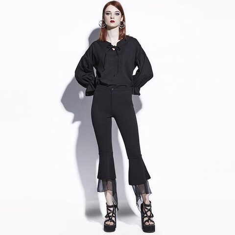 Black Casual Flare Pants For Women - The Black Ravens