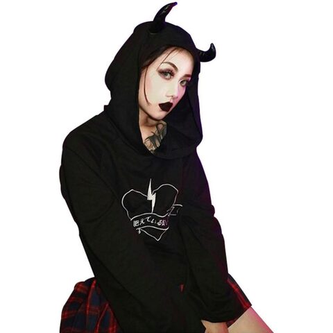 Black Devil Ladies Punk Hoodie - The Black Ravens