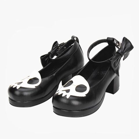 Black Devil Skull Gothic Low Heels - The Black Ravens