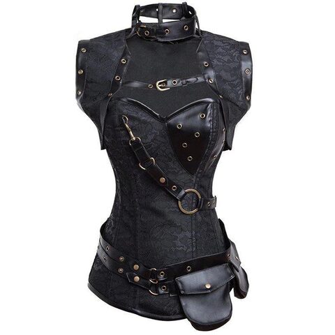 Kinky Black Leather Belt Bondage Corset For Women - The Black Ravens