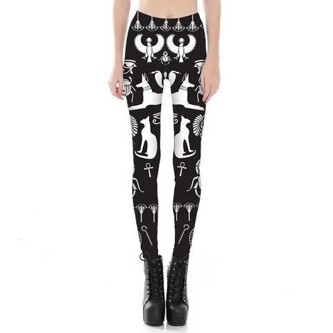 Black Gothic Egyptian Symbol Leggings - The Black Ravens
