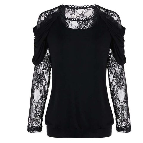 Black Lace Mesh See-Through Top - The Black Ravens