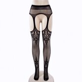 Black Open Crotch Pantyhose Stocking - The Black Ravens