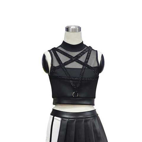 Black Punk Pentagram Short Sleeve Top - The Black Ravens