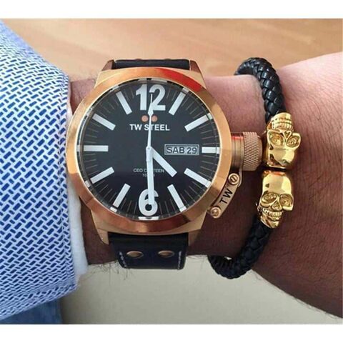 Black Unisex Genuine Leather Luxury Skulls Bracelets - The Black Ravens