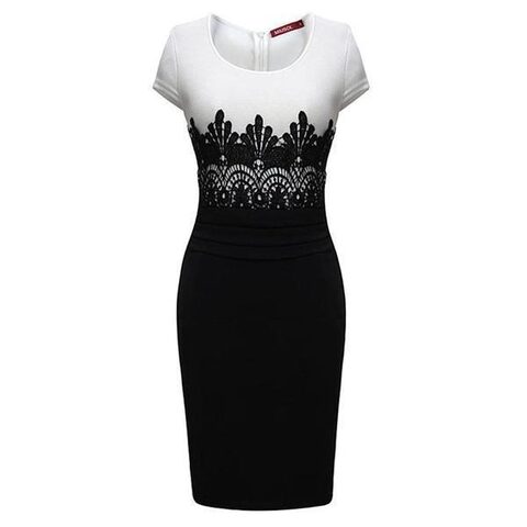 Black White Lace Patchwork Bodycon - The Black Ravens