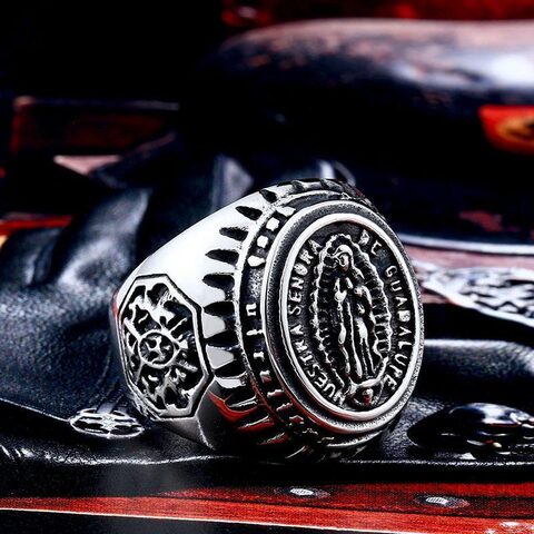 Blessed Stainless Steel Virgin Mary Rings - The Black Ravens