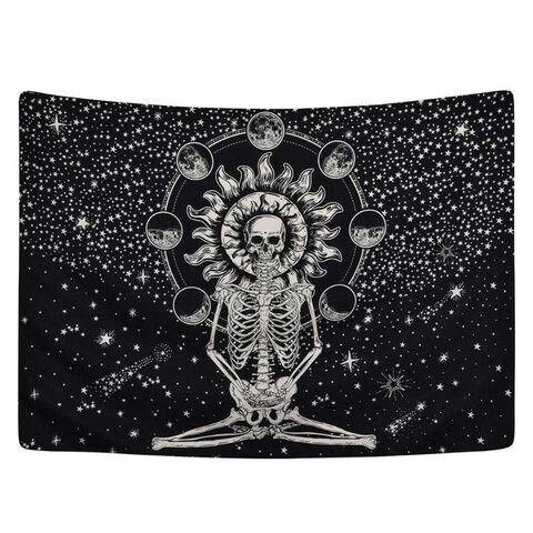 Blissful Skeleton Tapestry - The Black Ravens