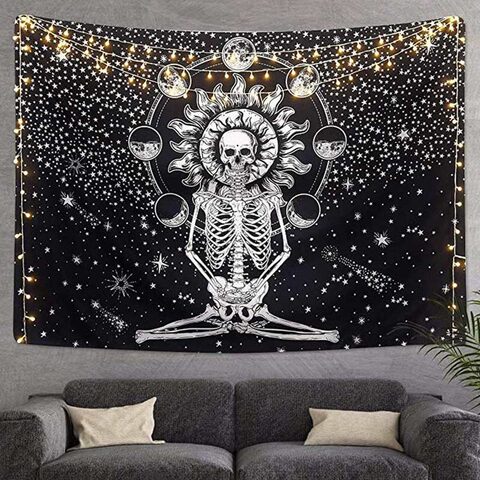 Blissful Skeleton Tapestry - The Black Ravens