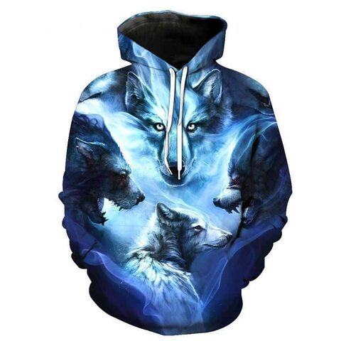 Blue Arctic Wolf Rocker Hoodie - The Black Ravens