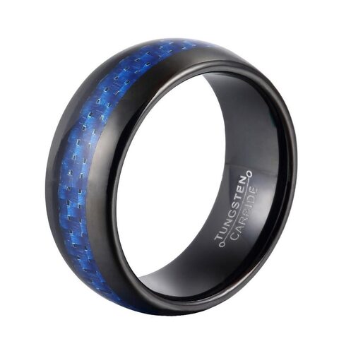 Blue Carbon Fiber Rings - The Black Ravens
