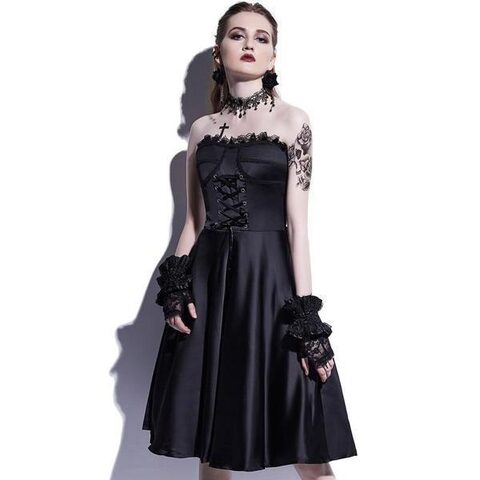 Bold Gothic Straplesss Party Dress - The Black Ravens
